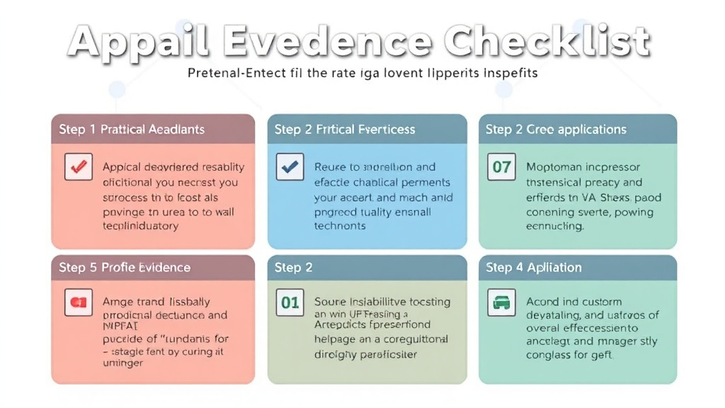 Visual guide for practical steps in appeal evidence checklist: what to submit