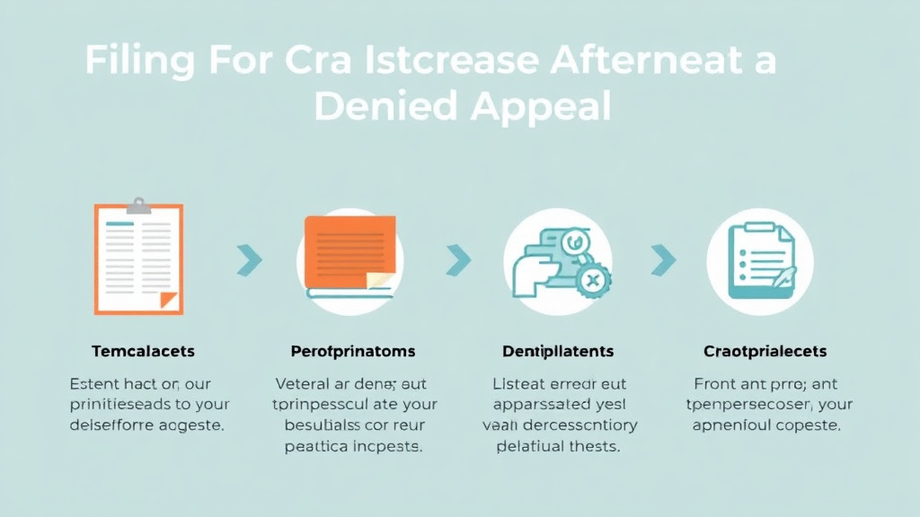Visual guide for practical steps in filing for increase after a denied appeal