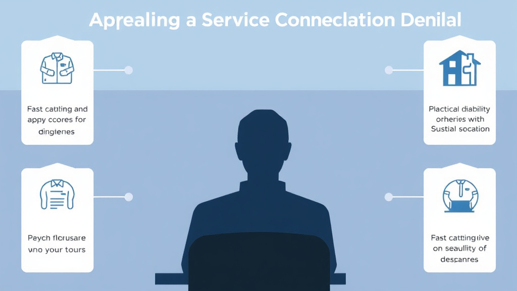 Visual guide for practical steps in appealing a service connection denial