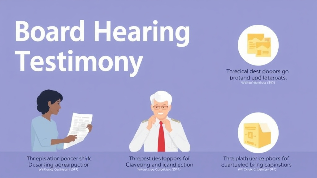 Visual guide for practical steps in board hearing testimony tips