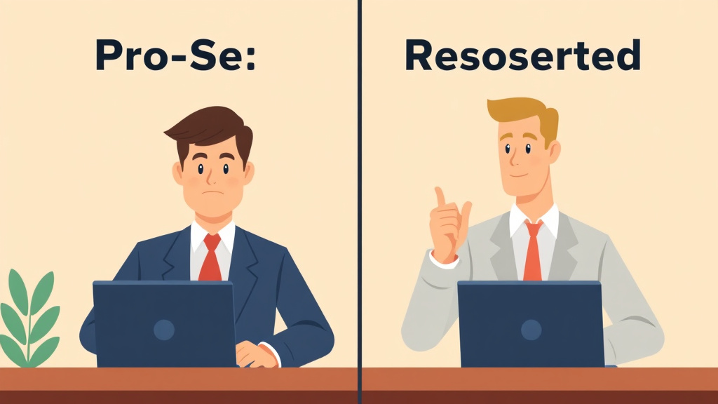 Illustration showing key concepts related to pro se vs represented: appeals without help