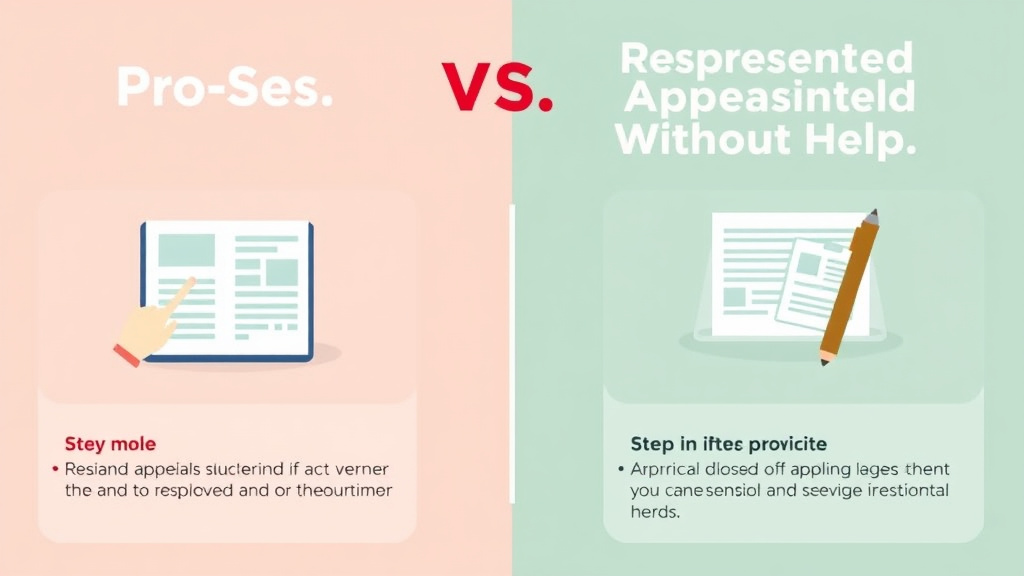Visual guide for practical steps in pro se vs represented: appeals without help