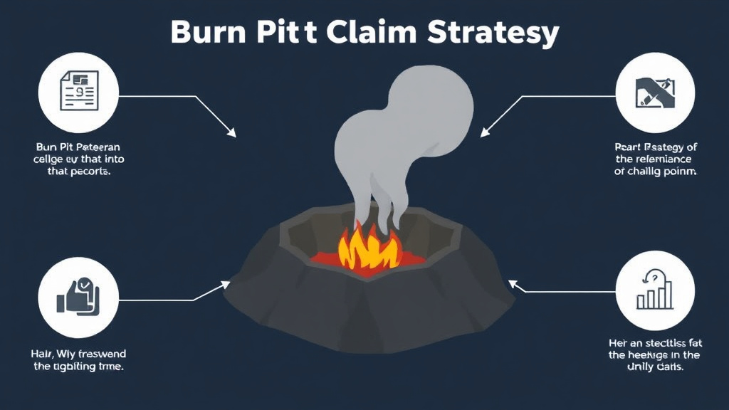 Visual guide for practical steps in burn pit claim strategy under pact act