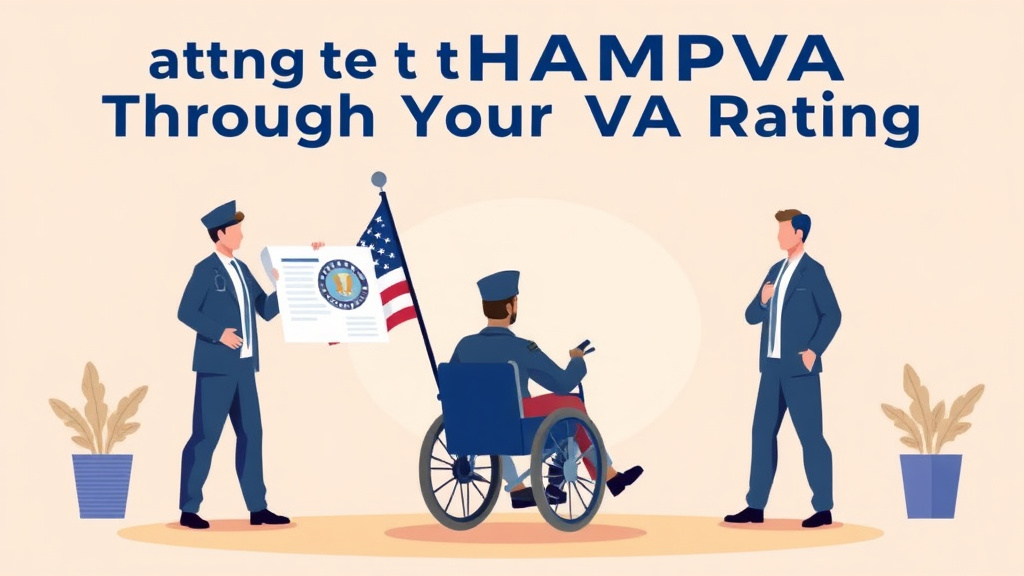 Illustration showing key concepts related to getting champva through your va rating