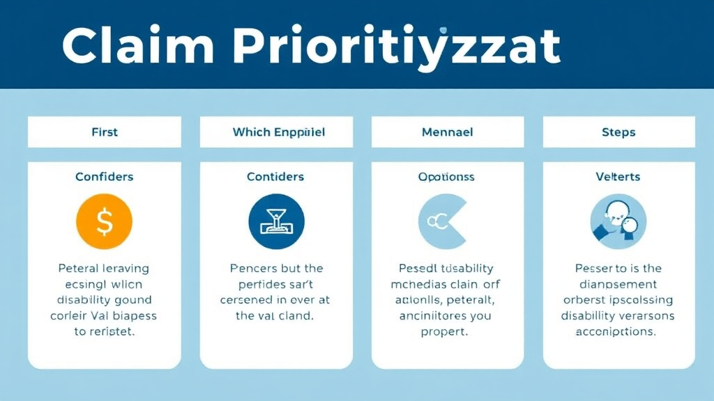 Visual guide for practical steps in claim prioritization: which conditions to file first