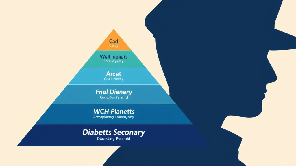 Illustration showing key concepts related to diabetes secondary condition pyramid