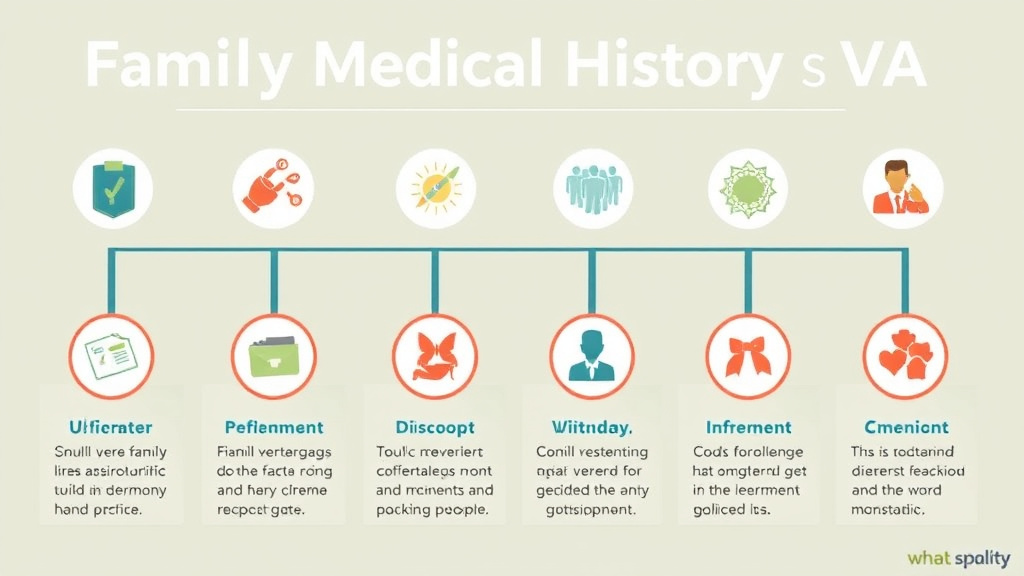 Illustration showing key concepts related to family medical history and va claims: what matters
