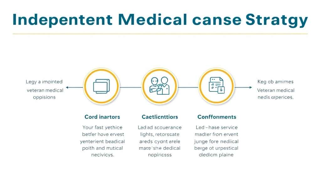 Visual guide for practical steps in independent medical opinion strategy