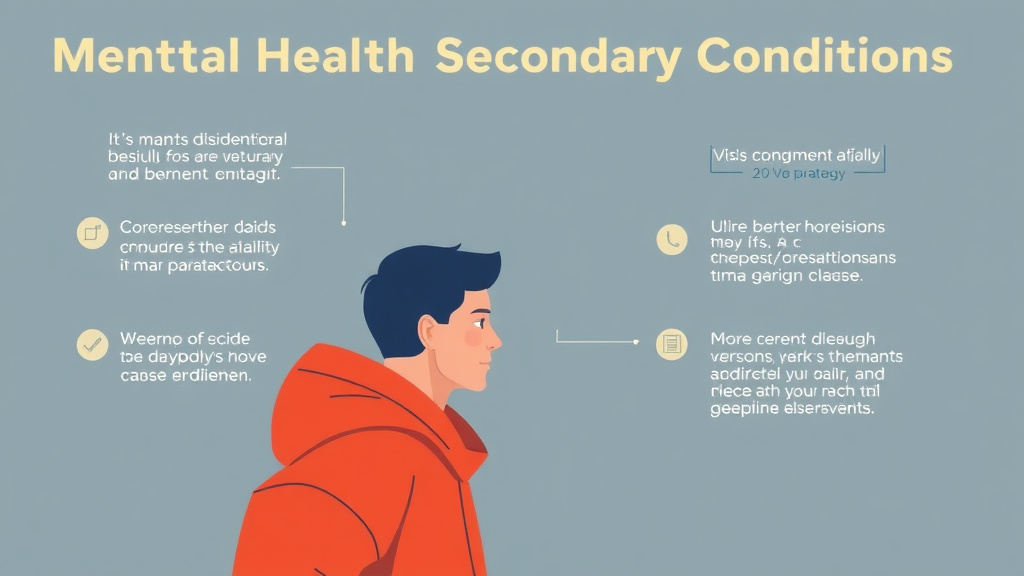 Illustration showing key concepts related to mental health secondary conditions strategy