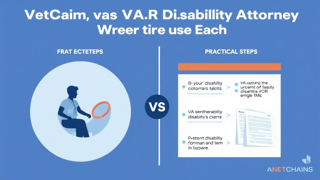 Visual guide for practical steps in vetclaim vs va disability attorneys: when to use each