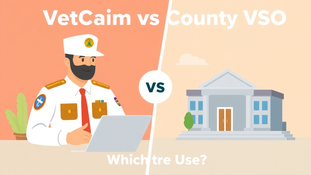 An informative visual explaining vetClaim vs County VSO: Which to Use for beginners and professionals