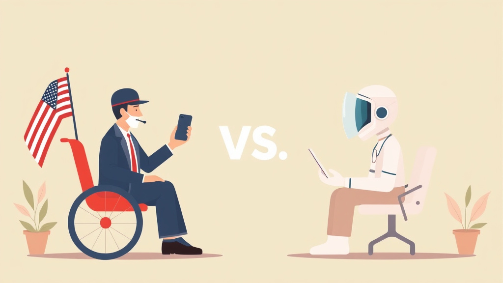 Illustration showing key concepts related to vetclaim vs dav: free vso vs ai platform