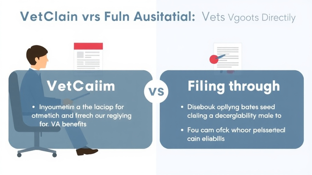 Visual guide for practical steps in vetclaim vs filing through va.gov directly