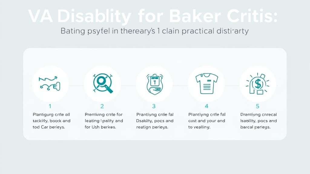 Process flow illustration for putting VA Disability for Baker Cyst: Rating Criteria, Evidence, and Claim Strategy into action