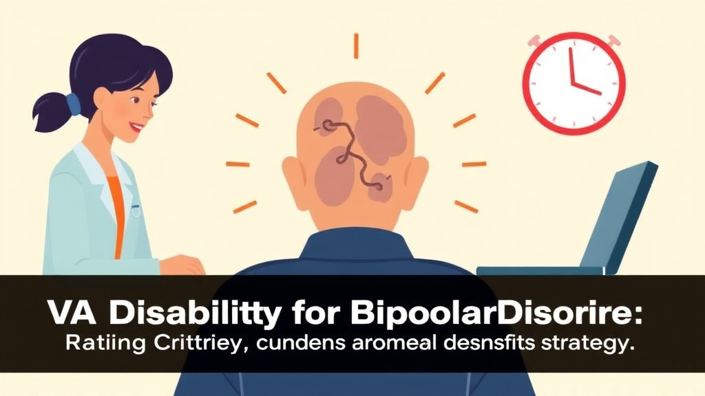An informative visual explaining VA Disability for Bipolar Disorder: Rating Criteria, Evidence, and Claim Strategy for beginners and professionals