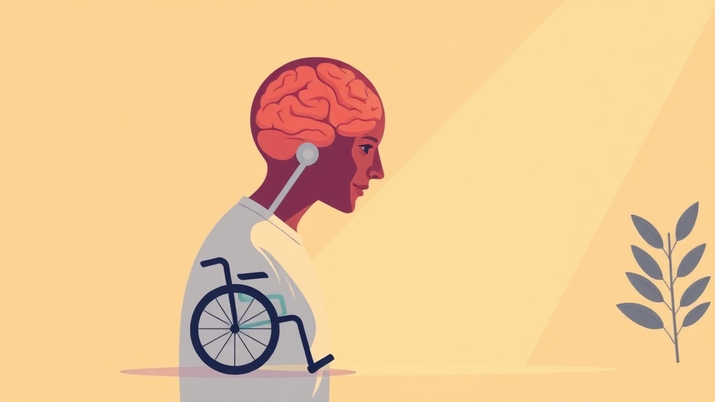Illustration showing key concepts related to va disability for brain tumor: rating criteria, evidence, and claim strategy