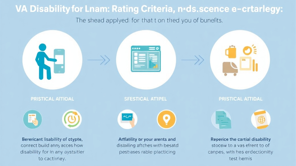 Process flow illustration for putting VA Disability for Bunions: Rating Criteria, Evidence, and Claim Strategy into action