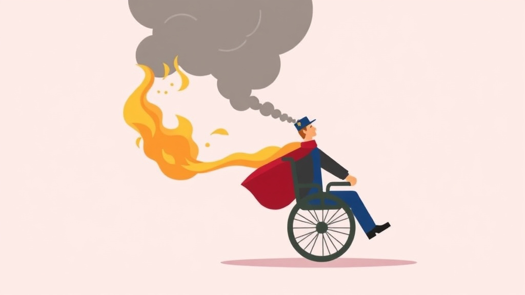 Illustration showing key concepts related to va disability for burn injuries: rating criteria, evidence, and claim strategy