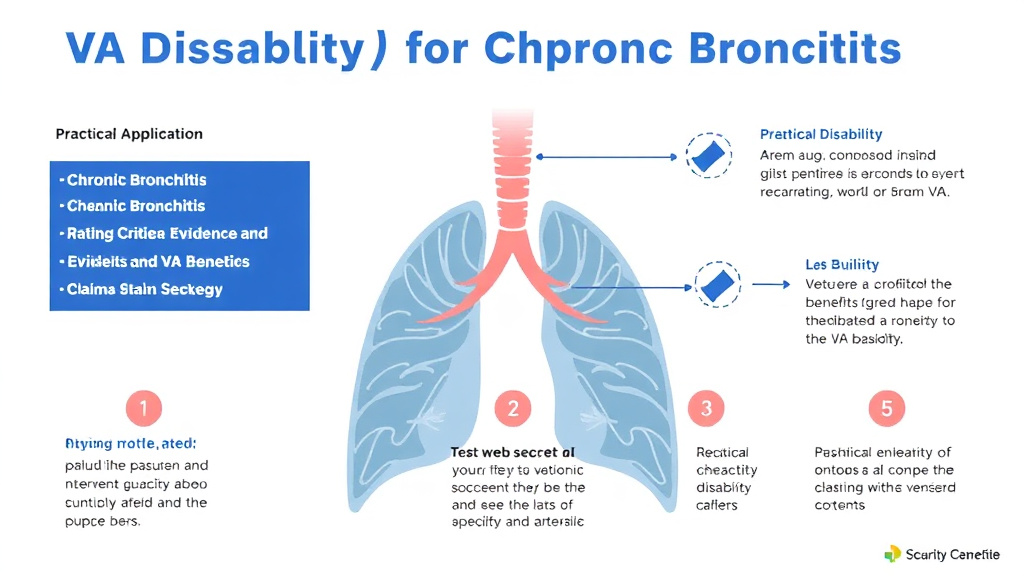 Process flow illustration for putting VA Disability for Chronic Bronchitis: Rating Criteria, Evidence, and Claim Strategy into action