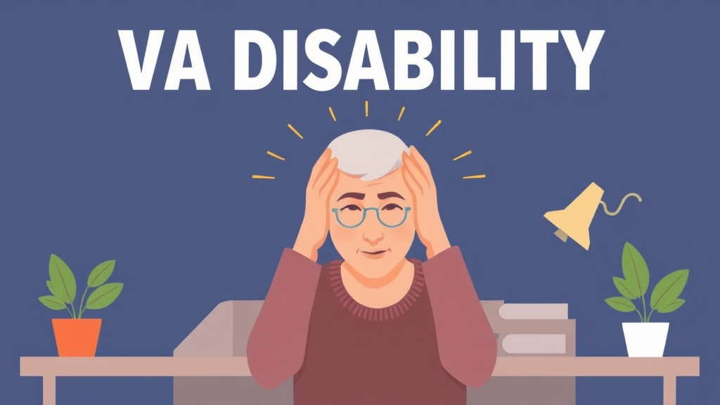 Educational graphic covering the essentials of VA Disability for Chronic Headaches: Rating Criteria, Evidence, and Claim Strategy