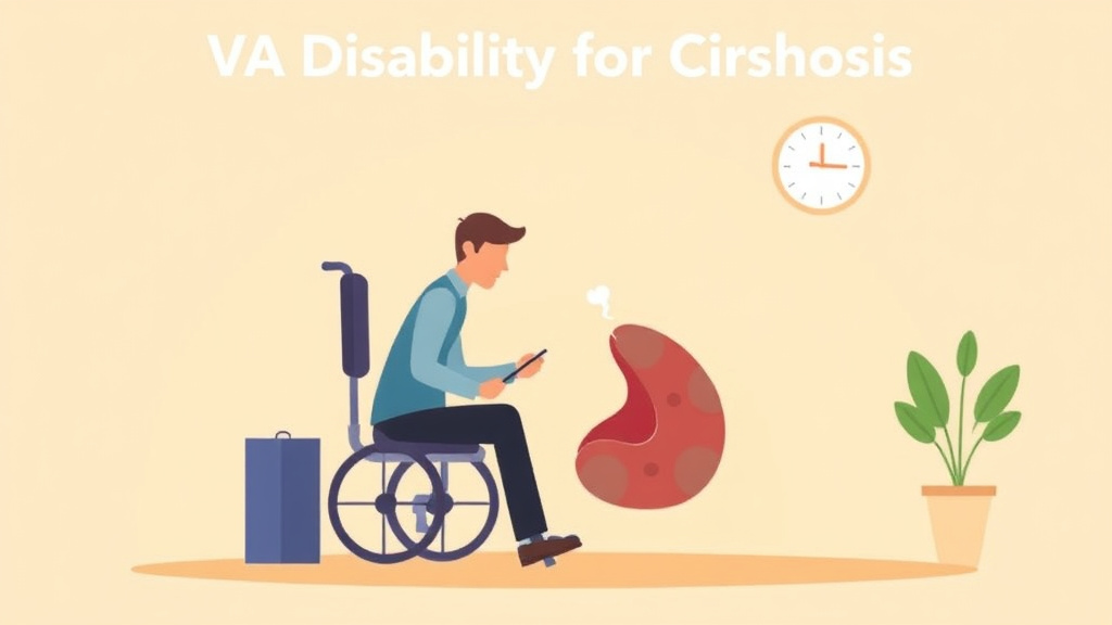 Illustration showing key concepts related to va disability for cirrhosis: rating criteria, evidence, and claim strategy