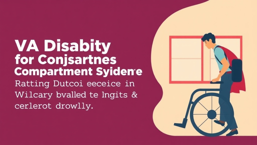 Illustration showing key concepts related to va disability for compartment syndrome: rating criteria, evidence, and claim strategy