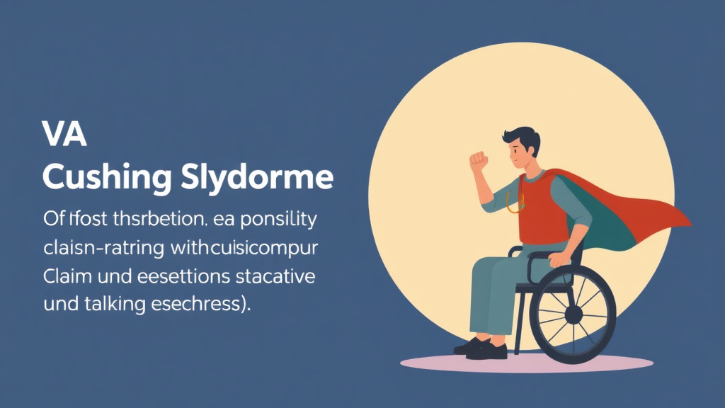 Illustration showing key concepts related to va disability for cushing syndrome: rating criteria, evidence, and claim strategy