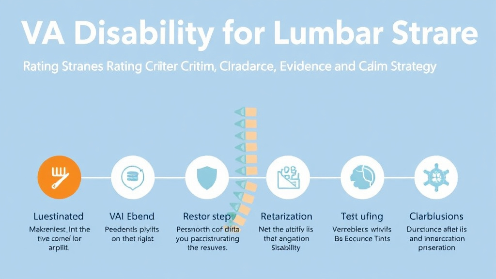 Visual guide for practical steps in va disability for lumbar strain: rating criteria, evidence, and claim strategy