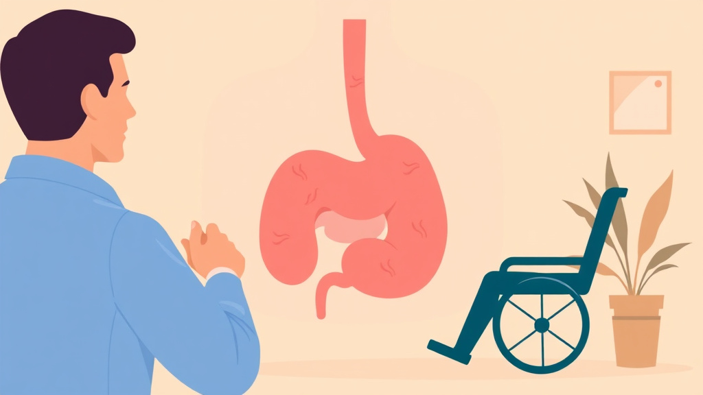 Illustration showing key concepts related to va disability for peptic ulcer disease: rating criteria, evidence, and claim strategy