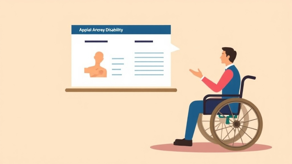 Illustration showing key concepts related to va disability for peripheral artery disease: rating criteria, evidence, and claim strategy