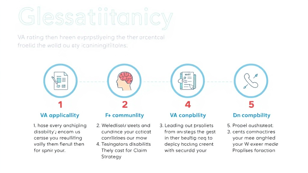 Process flow illustration for putting VA Disability for Sinusitis: Rating Criteria, Evidence, and Claim Strategy into action