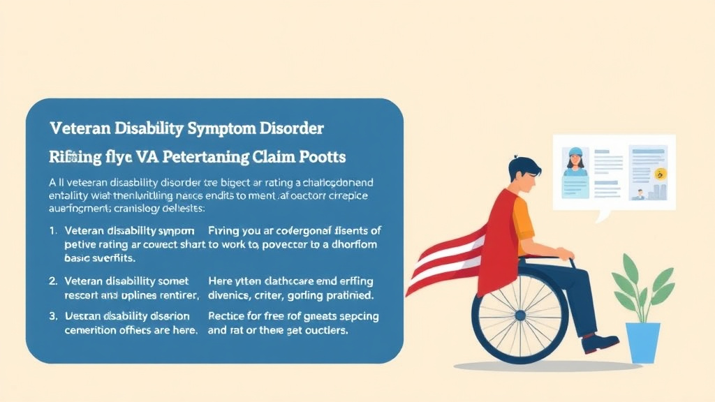 Illustration showing key concepts related to va disability for somatic symptom disorder: rating criteria, evidence, and claim strategy