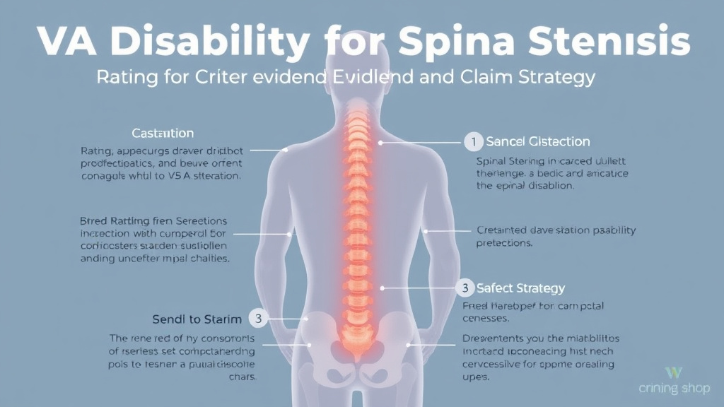 Step-by-step visual guide for implementing VA Disability for Spinal Stenosis: Rating Criteria, Evidence, and Claim Strategy