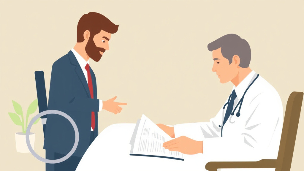 Illustration showing key concepts related to va disability for squamous cell carcinoma: rating criteria, evidence, and claim strategy