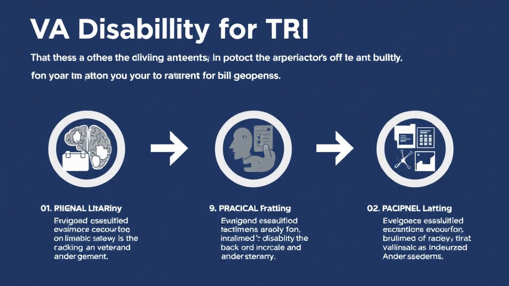 Process flow illustration for putting VA Disability for TBI: Rating Criteria, Evidence, and Claim Strategy into action