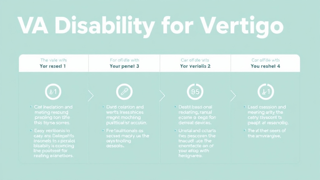 Process flow illustration for putting VA Disability for Vertigo: Rating Criteria, Evidence, and Claim Strategy into action
