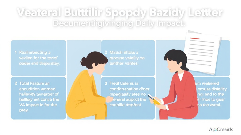 Visual guide for practical steps in spouse buddy letter: documenting daily impact