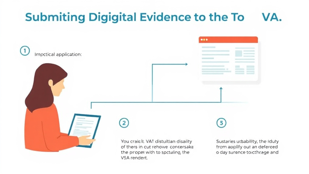 Visual guide for practical steps in submitting digital evidence to the va
