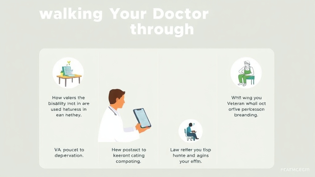 Illustration showing key concepts related to walking your doctor through a va dbq