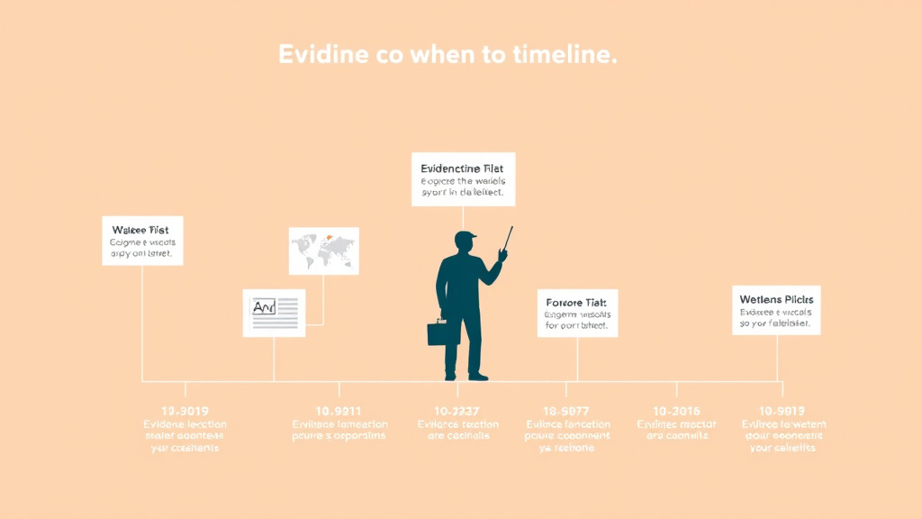 Illustration showing key concepts related to evidence development timeline: when to gather what