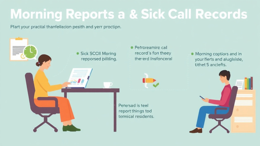 Visual guide for practical steps in morning reports and sick call records