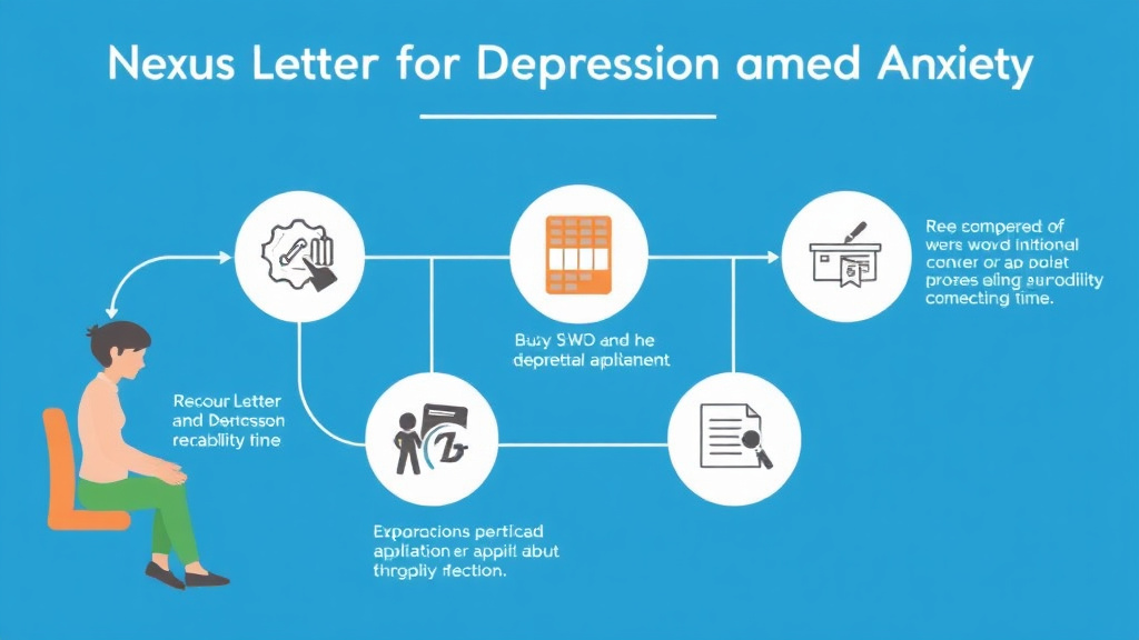 Illustration showing key concepts related to nexus letter for depression and anxiety