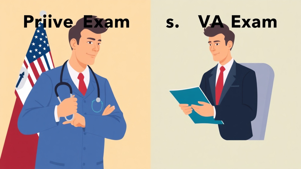 Illustration showing key concepts related to private exam vs va exam evidence: which wins?