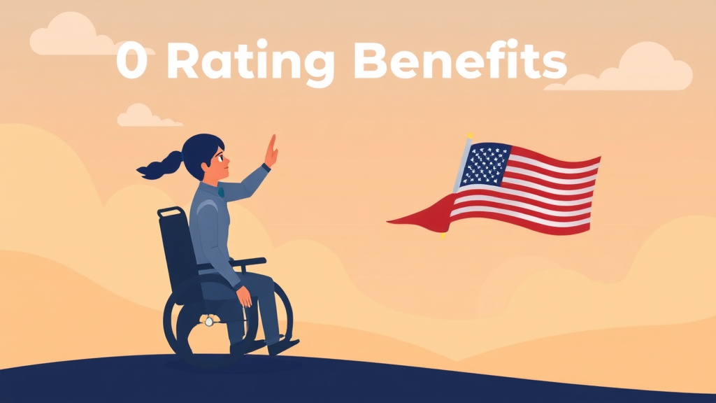 Illustration showing key concepts related to 0% rating benefits: what a non-compensable rating gets you