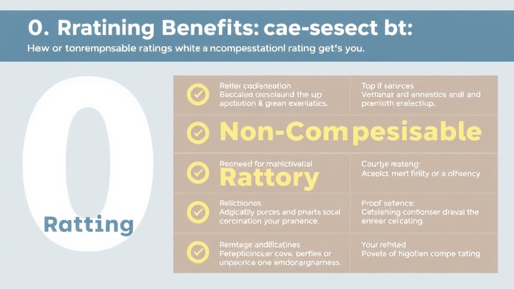 Visual guide for practical steps in 0% rating benefits: what a non-compensable rating gets you