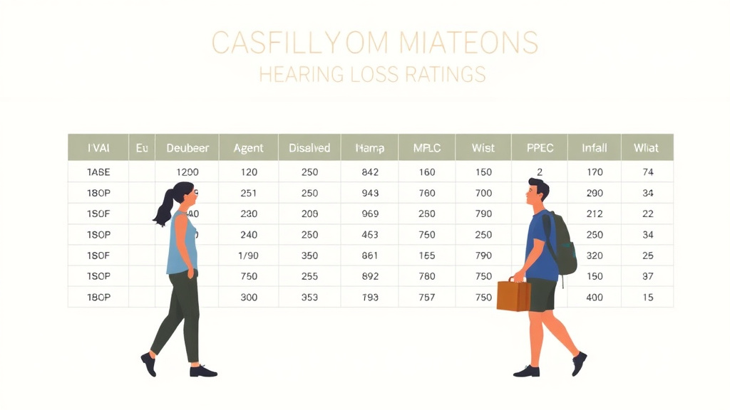Detailed visual representation of audiogram Tables for Hearing Loss Ratings