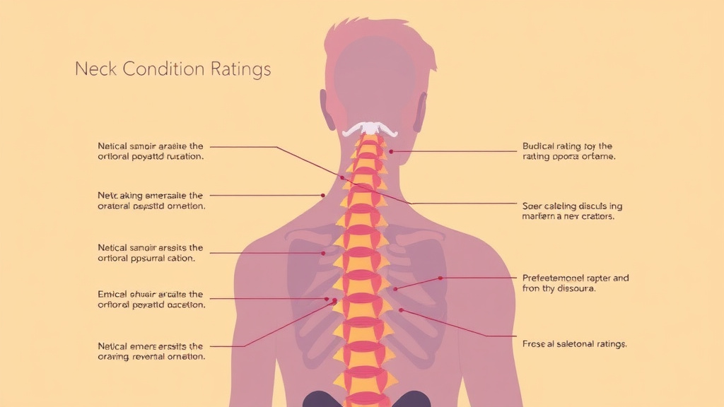 Illustration showing key concepts related to cervical spine rating criteria: neck condition ratings