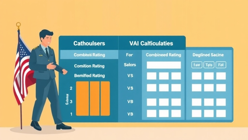 Illustration showing key concepts related to combined rating calculator: step-by-step math