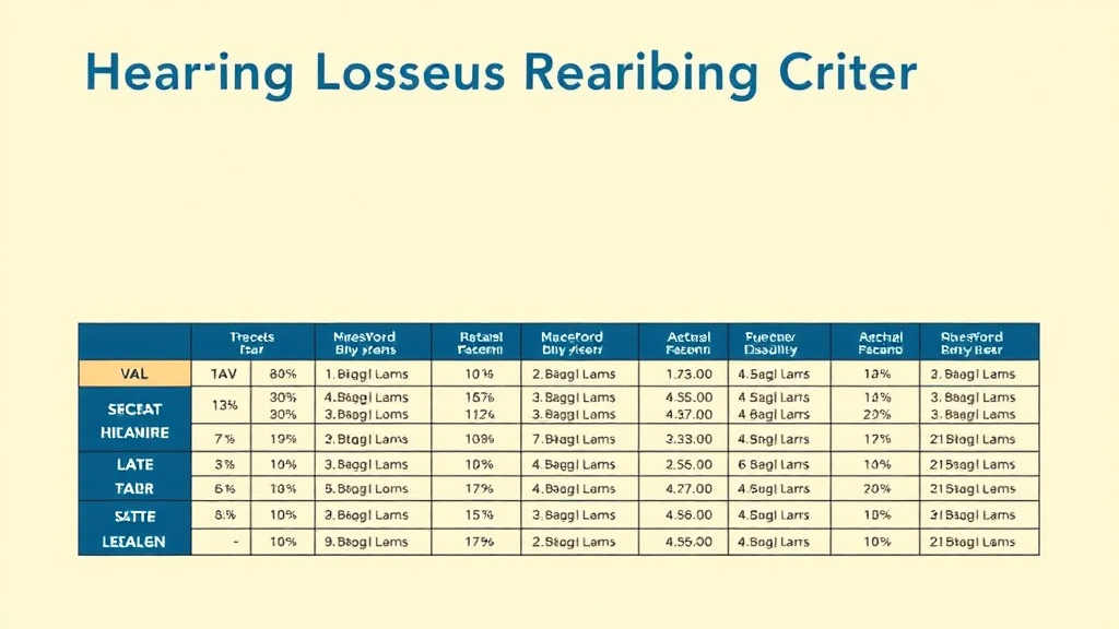 Illustration showing key concepts related to hearing loss rating criteria: audiogram tables