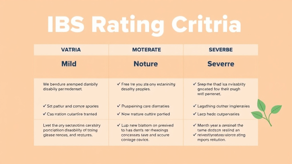 Illustration showing key concepts related to ibs rating criteria: mild, moderate, and severe